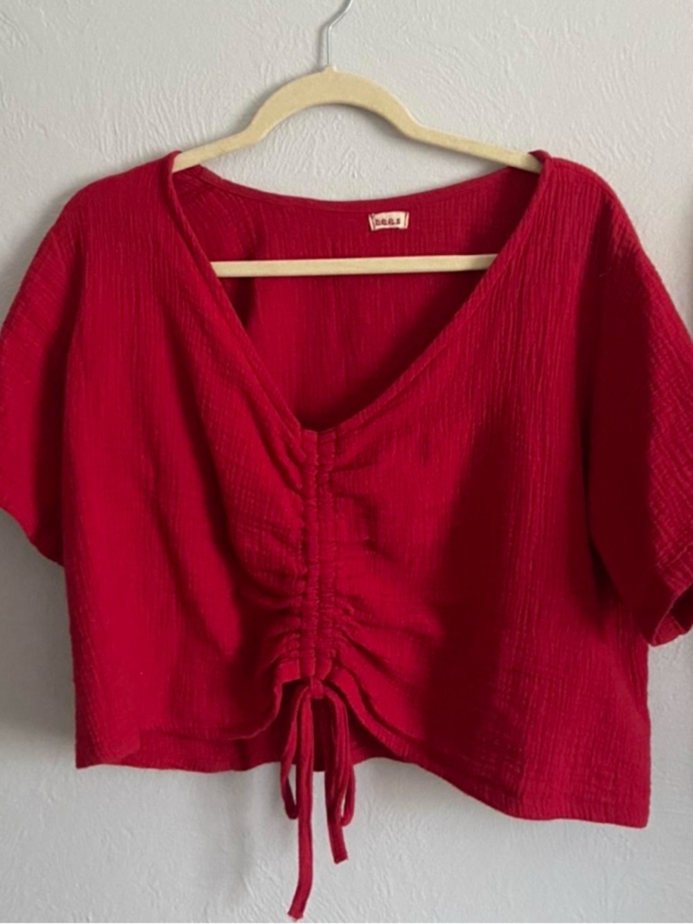 Bees & Bones Ruched Drawstring Crop Top, 100% cotton